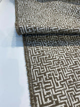 Octavia Mushroom Geometric Boucle Upholstery Fabric - Mushroom Taupe Geometric, 56" Width (1 Yard)