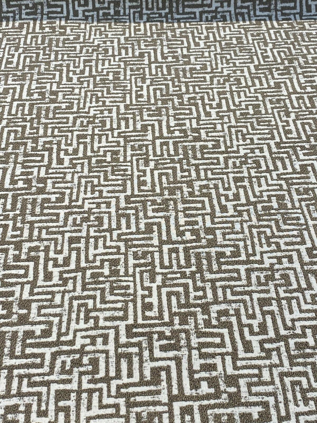 Octavia Mushroom Geometric Boucle Upholstery Fabric - Mushroom Taupe Geometric, 56" Width (1 Yard)