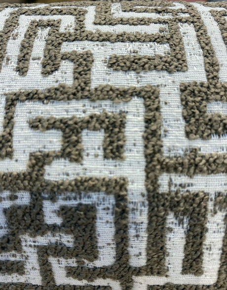 Octavia Mushroom Geometric Boucle Upholstery Fabric - Mushroom Taupe Geometric, 56" Width (1 Yard)