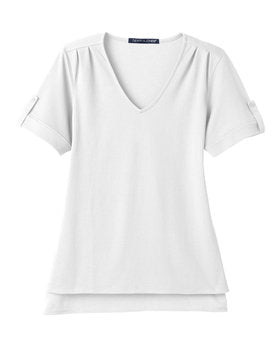 Devon & Jones® CrownLux Performance Ladies Plaited Rolled Sleeve Top