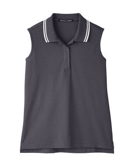 Devon & Jones® CrownLux Performance Ladies Plaited Tipped Sleeveless Polo