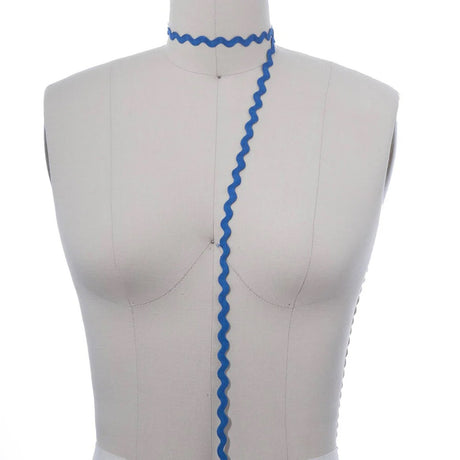 3 Yards True Blue Ric Rac Ribbon Trim Rigid Zigzag Tape on Wooden Spool