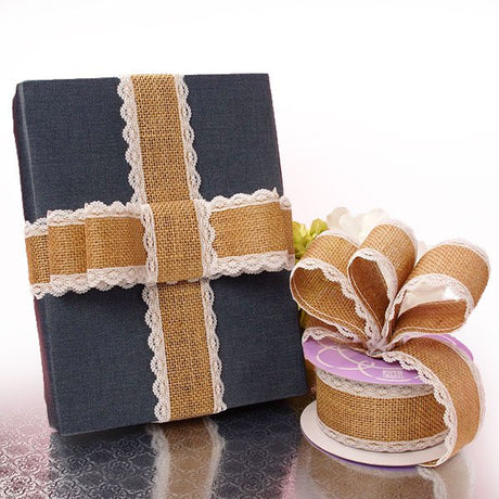 Burlap And Lace Ribbon 2 1/2 '' X 10 yd - 1 / ROLL