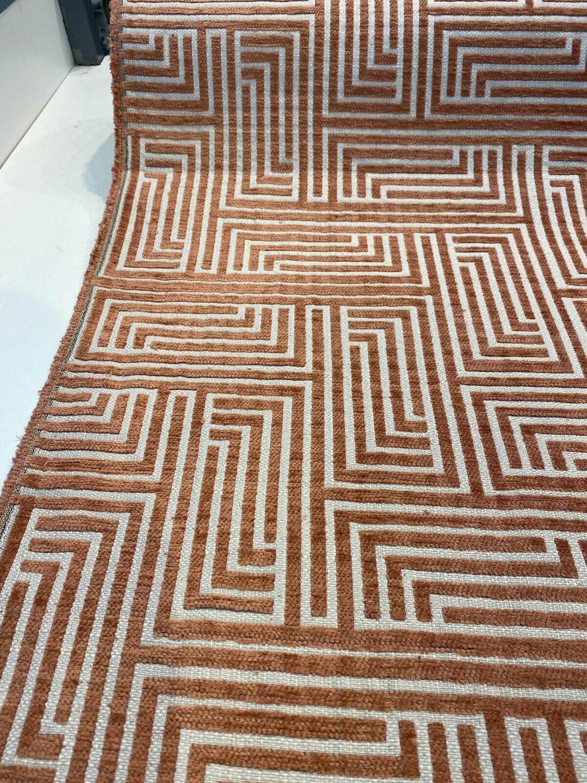 Full Moon Coral Geometric Polyester Fabric - Coral Geometric, 56" Width (1 Yard)