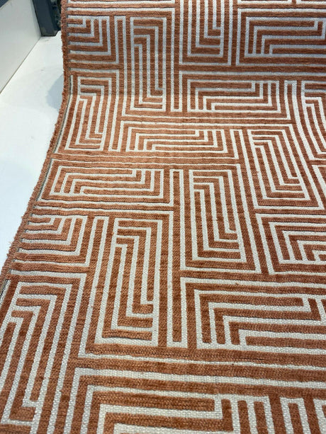 Full Moon Coral Geometric Polyester Fabric - Coral Geometric, 56" Width (1 Yard)