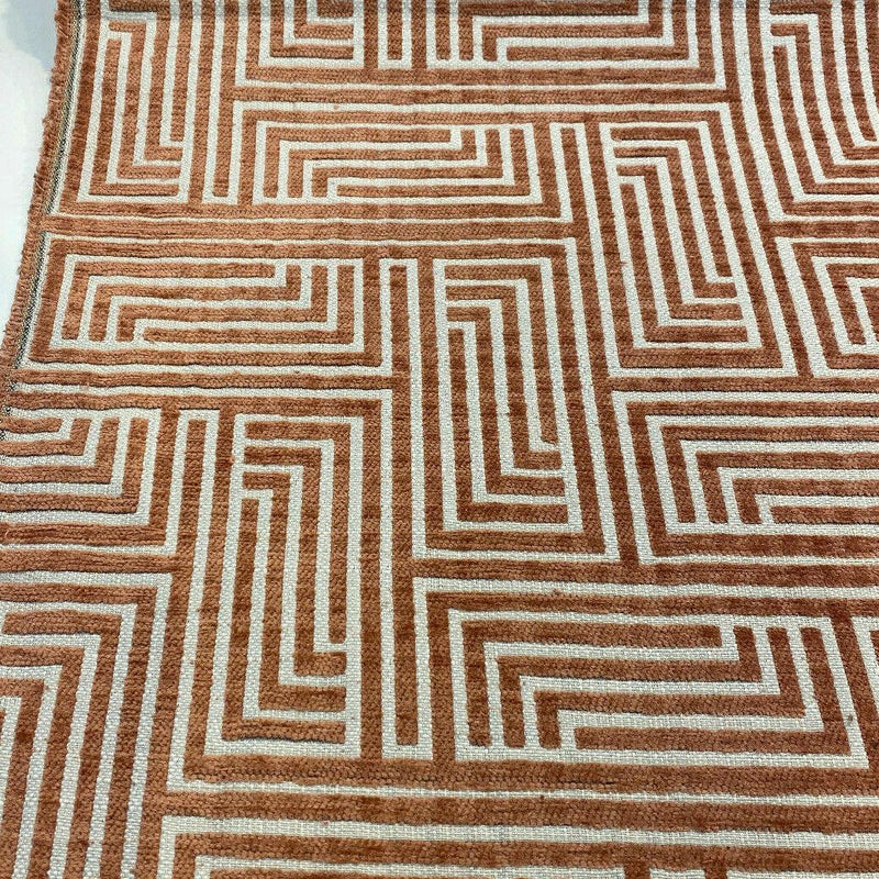 Full Moon Coral Geometric Polyester Fabric - Coral Geometric, 56" Width (1 Yard)