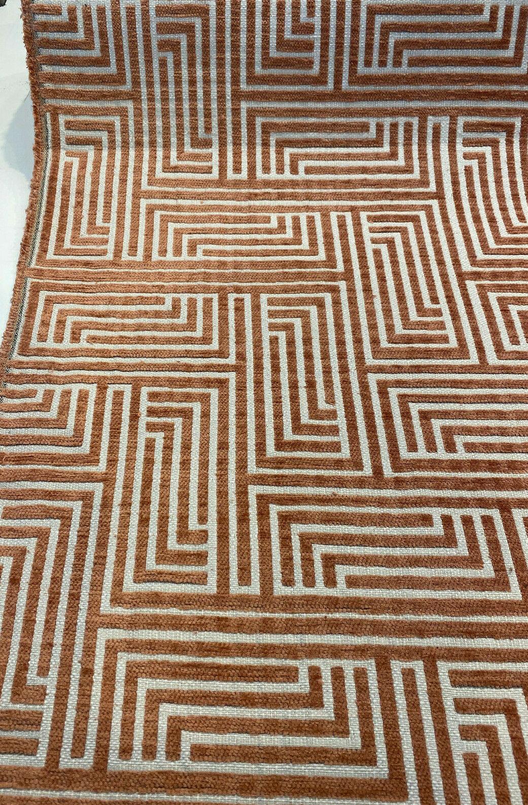 Full Moon Coral Geometric Polyester Fabric - Coral Geometric, 56" Width (1 Yard)