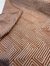 Full Moon Coral Geometric Polyester Fabric - Coral Geometric, 56" Width (1 Yard)