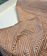 Full Moon Coral Geometric Polyester Fabric - Coral Geometric, 56" Width (1 Yard)