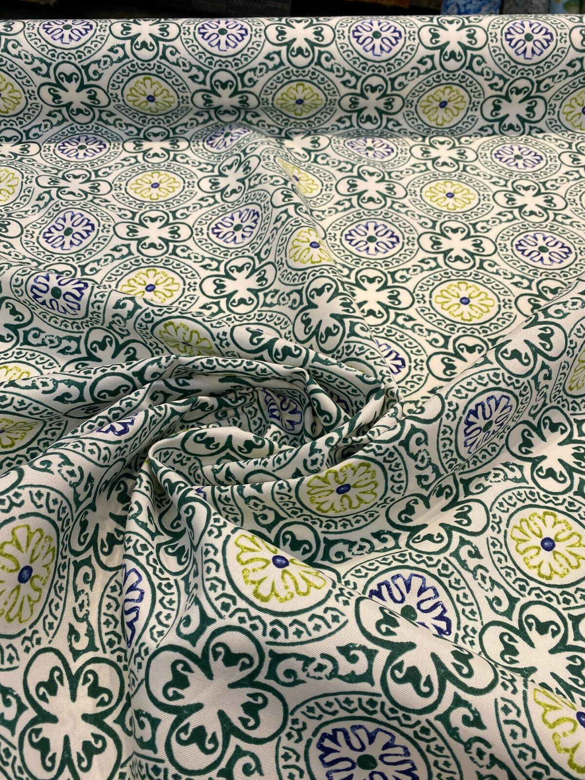Bali Block Spun Polyester Fabric - Hunter Green Block Pattern, 54" Width (1 Yard)