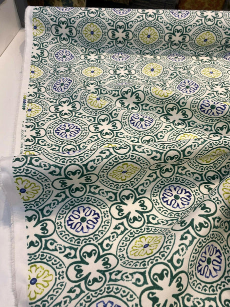 Bali Block Spun Polyester Fabric - Hunter Green Block Pattern, 54" Width (1 Yard)