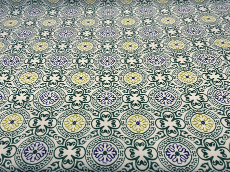 Bali Block Spun Polyester Fabric - Hunter Green Block Pattern, 54" Width (1 Yard)