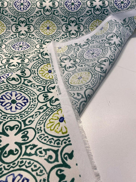 Bali Block Spun Polyester Fabric - Hunter Green Block Pattern, 54" Width (1 Yard)
