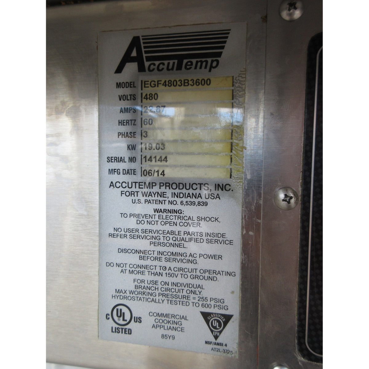 Accutemp EGF 36" Electric Steam Griddle Grill, Used Excellent Condition