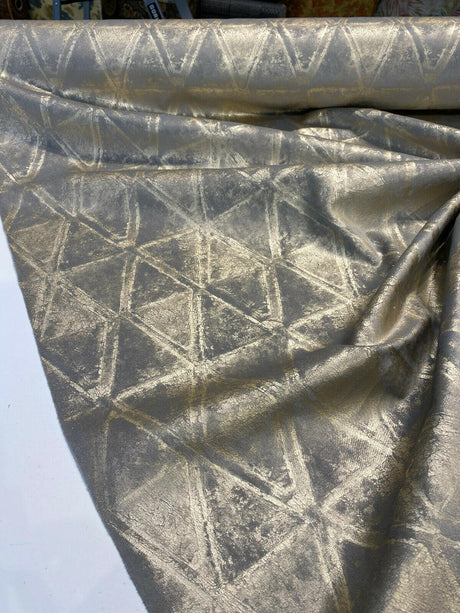 Weather Pattern Gold Leaf Gold Foil Knit Upholstery Fabric - Gold Leaf, 55" Width (1 Yard)