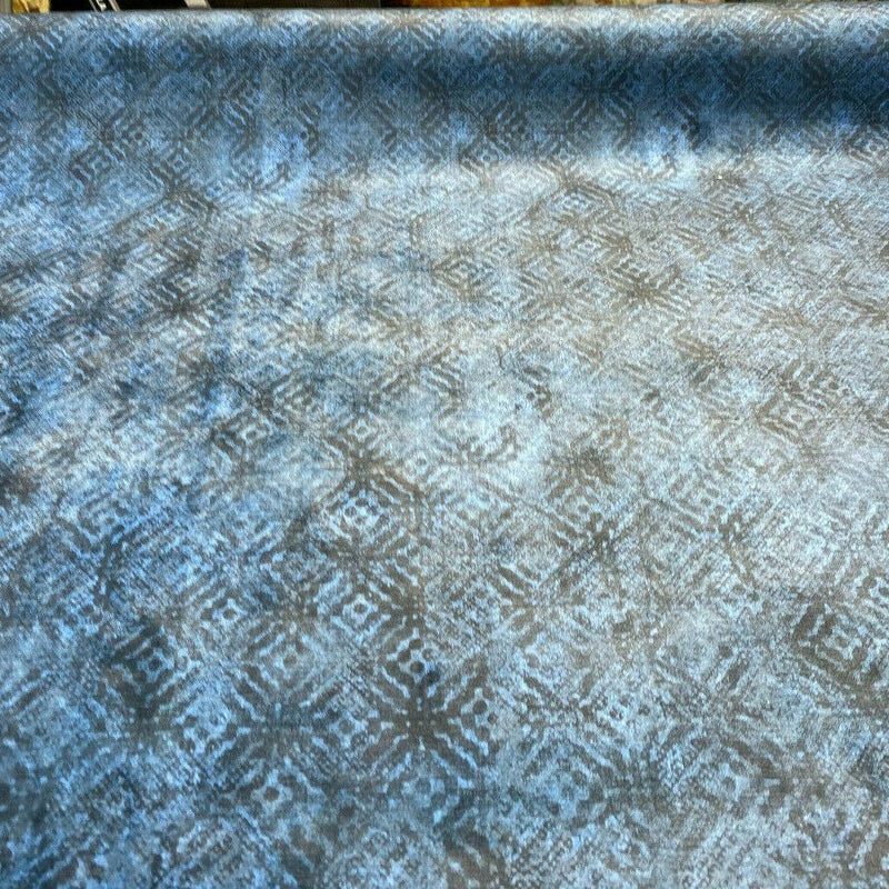 P Kaufmann Velour Texture Polyester Fabric - Ink Blue With Black Hints, 54" Width (1 Yard)