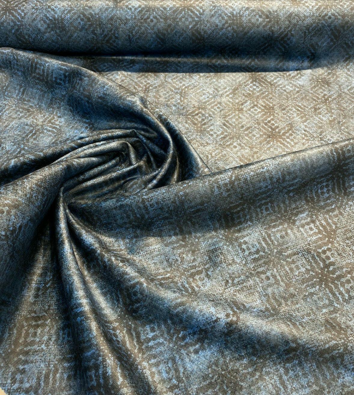 P Kaufmann Velour Texture Polyester Fabric - Ink Blue With Black Hints, 54" Width (1 Yard)