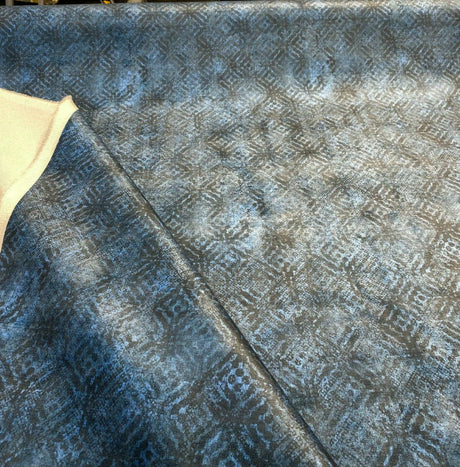 P Kaufmann Velour Texture Polyester Fabric - Ink Blue With Black Hints, 54" Width (1 Yard)