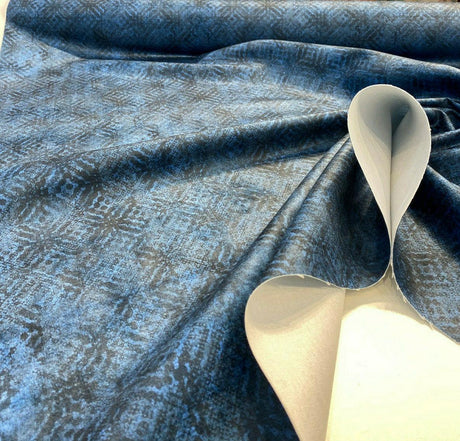 P Kaufmann Velour Texture Polyester Fabric - Ink Blue With Black Hints, 54" Width (1 Yard)