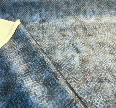 P Kaufmann Velour Texture Polyester Fabric - Ink Blue With Black Hints, 54" Width (1 Yard)