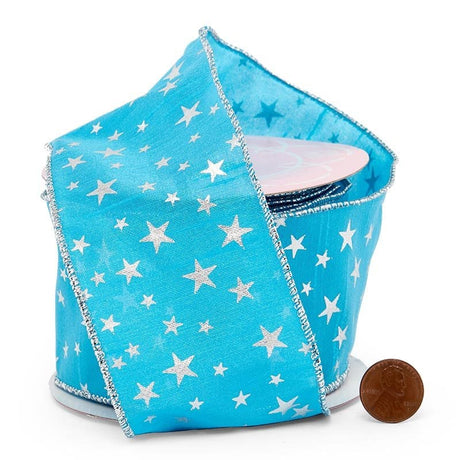 Cinta con alambre con patrón de estrellas 2 1/2 '' X 10 yd - 1 / ROLLO
