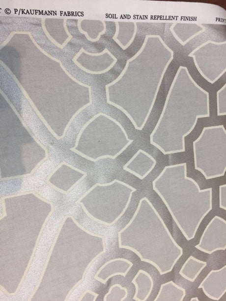 P/Kaufmann Burnished Tile Chintz Silver 100 Percent Cotton Fabric - Grey And Cream Tile Pattern, 54" Width (1 Yard)