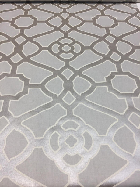 P/Kaufmann Burnished Tile Chintz Silver 100 Percent Cotton Fabric - Grey And Cream Tile Pattern, 54" Width (1 Yard)