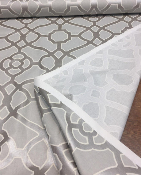 P/Kaufmann Burnished Tile Chintz Silver 100 Percent Cotton Fabric - Grey And Cream Tile Pattern, 54" Width (1 Yard)