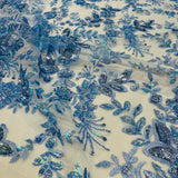 Beaded Sequined Floral Lace Fabric