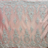 1 Yard Exquisite Corded Bridal Lace Fabric Embroidered on Polyester Net Mesh