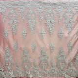 1 Yard Bridal Lace Fabric Embroidered on 100% Polyester Net Mesh