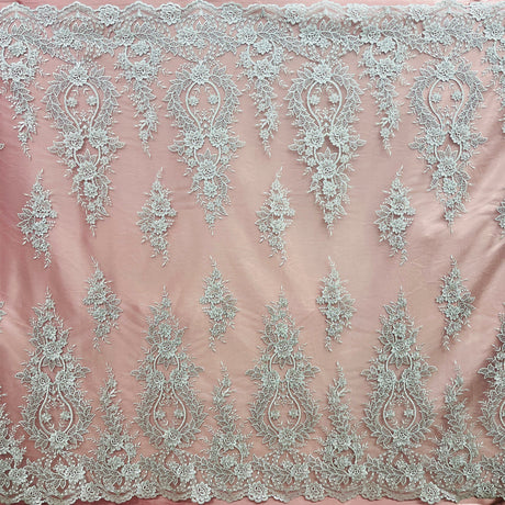 1 Yard Bridal Lace Fabric Embroidered on 100% Polyester Net Mesh