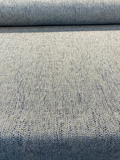 Hampton Blue Capri Tweed Polyester Fabric - Light Blue, Navy Blue Hint Of Beige And White, 54" Width (1 Yard)
