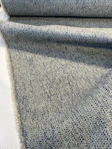 Hampton Blue Capri Tweed Polyester Fabric - Light Blue, Navy Blue Hint Of Beige And White, 54" Width (1 Yard)