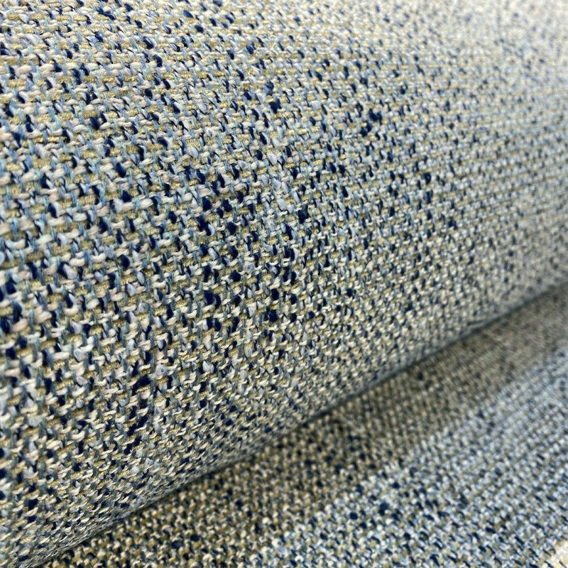 Hampton Blue Capri Tweed Polyester Fabric - Light Blue, Navy Blue Hint Of Beige And White, 54" Width (1 Yard)