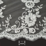 1 Yard Luxury Beaded and Corded Bridal Lace Fabric Embroidered on 100% Polyester Net Mesh White