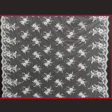 1 Yard Luxury Beaded and Corded Bridal Lace Fabric Embroidered on 100% Polyester Net Mesh White