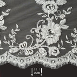 1 Yard Elegant Beaded and Corded Bridal Lace Fabric Embroidered on Polyester Net Mesh