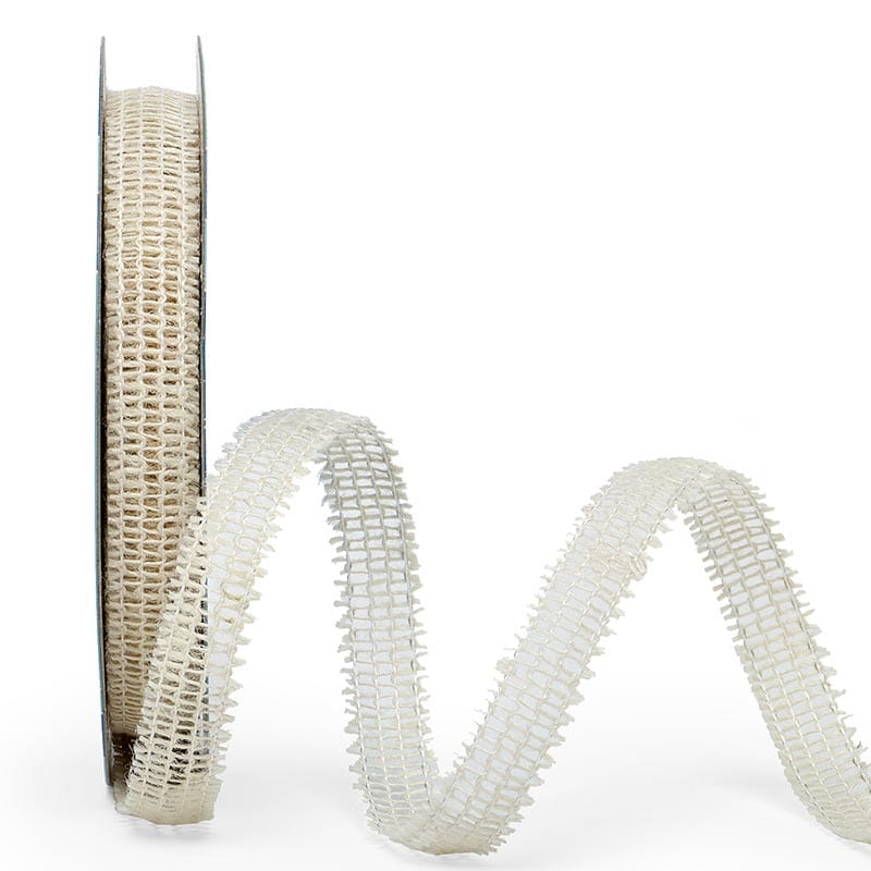 Ragged Edge Wired Burlap Ribbon 7/8 '' X 25 yd White Color 1 / roll