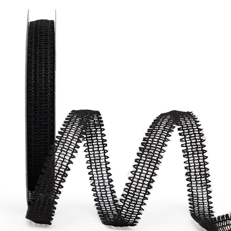 Ragged Edge Wired Burlap Ribbon 7/8 '' X 25 yd Black Color 1 / roll