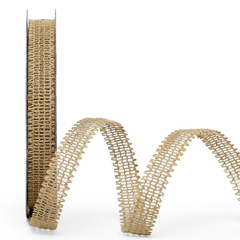 Ragged Edge Wired Burlap Ribbon 7/8 '' X 25 yd Natural Color 1 / roll