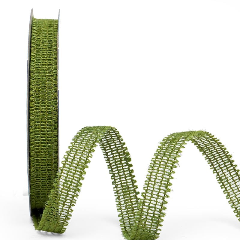 Ragged Edge Wired Burlap Ribbon 7/8 '' X 25 yd Moss Green Color 1 / roll