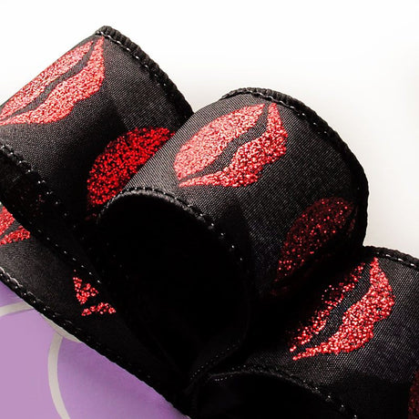 Hot Lips Glitter Wired Taffeta Ribbon  1 1/2''  25 yd - 1 / ROLL