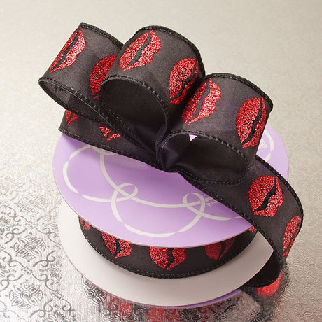 Hot Lips Glitter Wired Taffeta Ribbon  1 1/2''  25 yd - 1 / ROLL