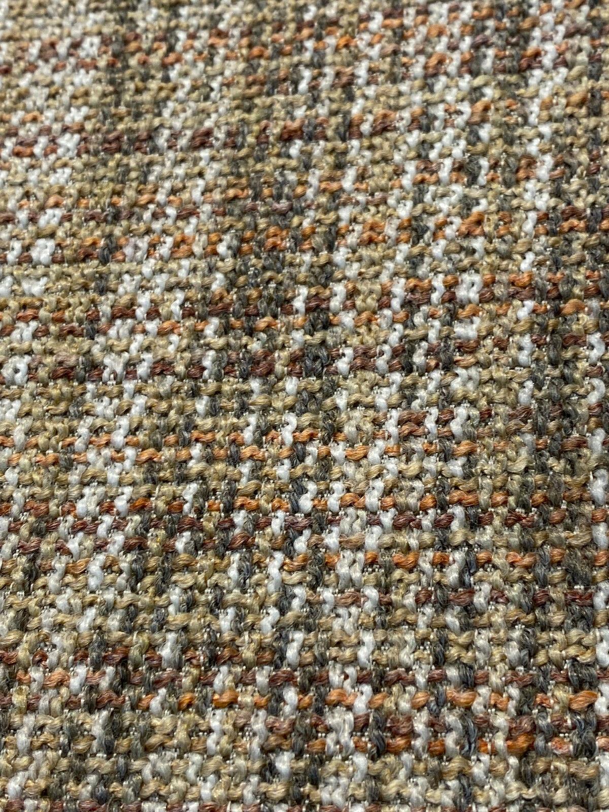 Harvest Rustic Chenille Tweed Upholstery Fabric - Beige, Rustic Gold, Orange Hints (By The Yard)