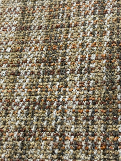 Harvest Rustic Chenille Tweed Upholstery Fabric - Beige, Rustic Gold, Orange Hints (By The Yard)