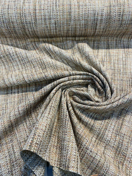 Harvest Rustic Chenille Tweed Upholstery Fabric - Beige, Rustic Gold, Orange Hints (By The Yard)