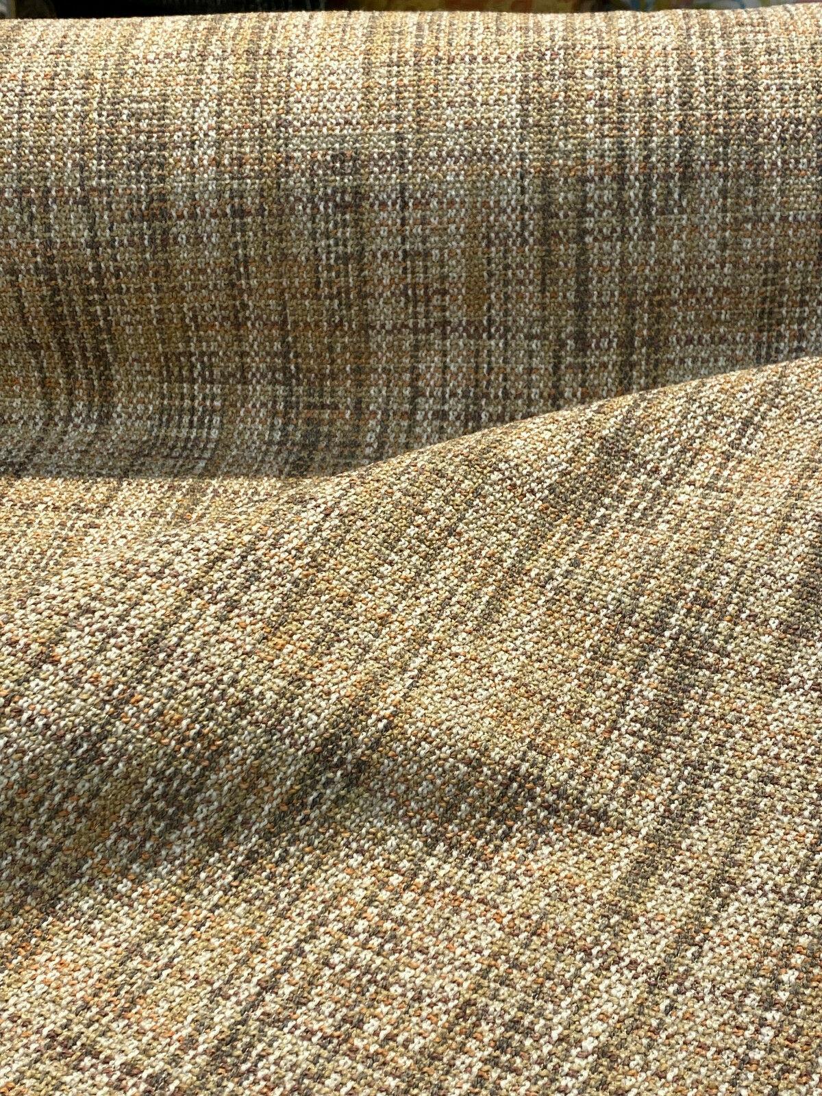 Harvest Rustic Chenille Tweed Upholstery Fabric - Beige, Rustic Gold, Orange Hints (By The Yard)