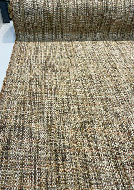 Harvest Rustic Chenille Tweed Upholstery Fabric - Beige, Rustic Gold, Orange Hints (By The Yard)