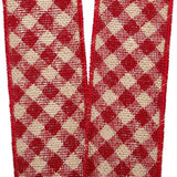 Plaid Print On Faux Burlap Wired Ribbon 2 1/2 '' X 10 yd - 1 / ROLL